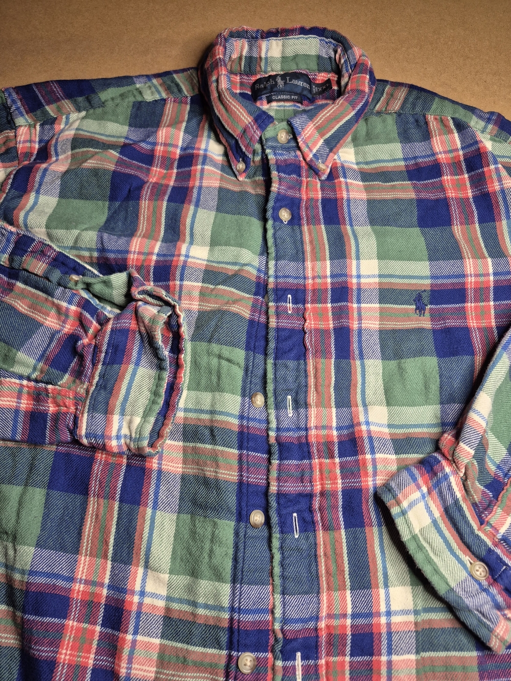 Ralph Lauren Men’s Green & Blue Plaid Double Layer Shirt 4452/4